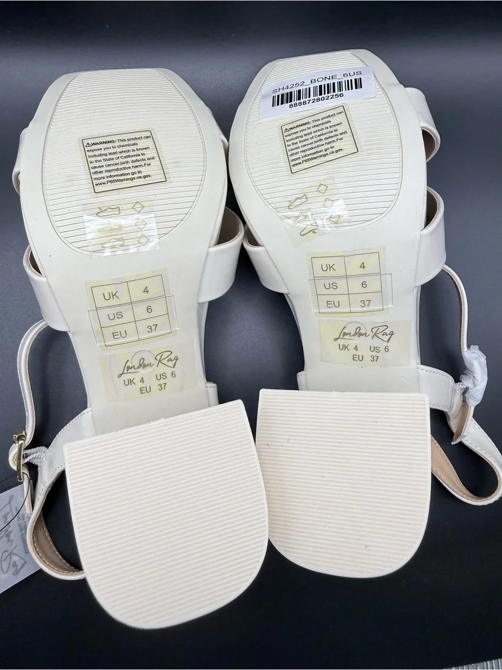 London Rag - Off-White (Bone) Patent Platform Block Heel Sandals